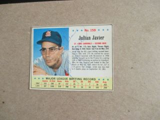 Julian Javier 1963 Post Cereal Baseball Card Ex Autographed
