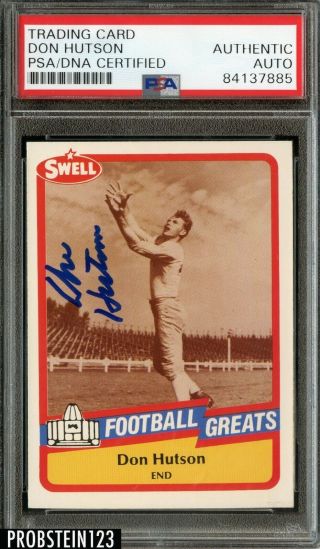 Don Hutson Signed 1989 Swell Football Greats 10 Psa/dna Auto Packers Hof