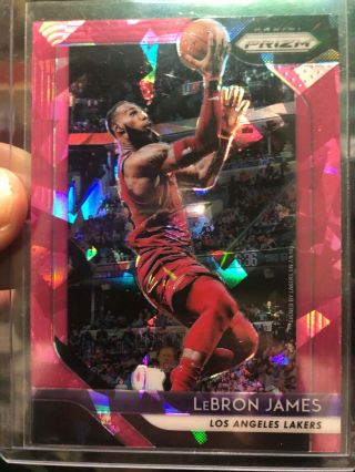 2018 - 19 Panini Prizm Lebron James Pink Cracked Ice Prizm Card 6 L.  A.  Lakers