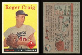 1958 Topps 194 Roger Craig La Dodgers Nm Aa - 6954