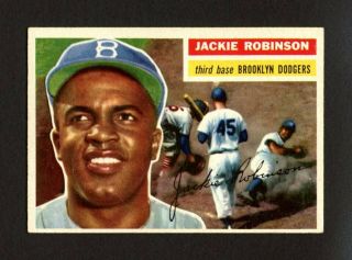 1956 Topps 30 Jackie Robinson White Back Wb - Brooklyn Dodgers Hof - Ex - Mt