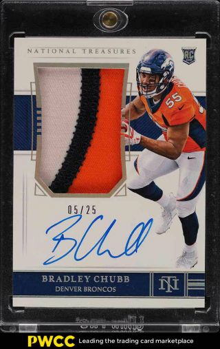 2018 National Treasures Holo Silver Bradley Chubb Rookie Auto Patch /25 (pwcc)