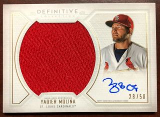 2019 Topps Definitive Yadier Molina Game Jersey Autograph Auto Ed 28/50