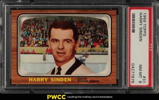 1966 Topps Hockey Setbreak Harry Sinden Rookie Rc 31 Psa 8 Nm - Mt (pwcc)