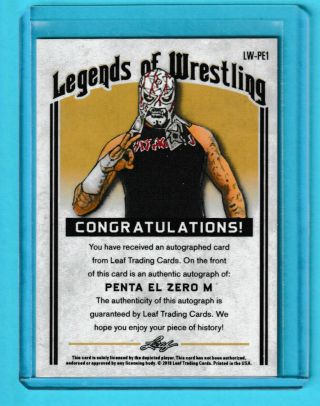 2018 Leaf Legends of Wrestling Auto Pentagon Jr Penta El Zero M LW - PE1 2