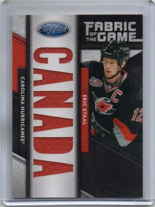 Eric Staal 2011 - 12 Panini Certified Fabric Of The Game Materials Jersey 04/25
