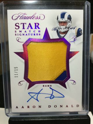 2018 Flawless Aaron Donald Star Swatch Signatures Patch Autograph 11/15 Auto