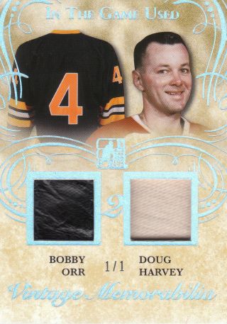 2016 In The Game - Vintage Memorabilia Jersey Bobby Orr Doug Harvey 1/1 22553
