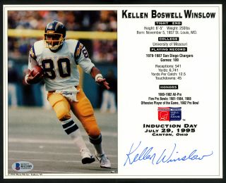 Kellen Winslow Autographed Signed 8x10 Photo Chargers Beckett Bas 153198