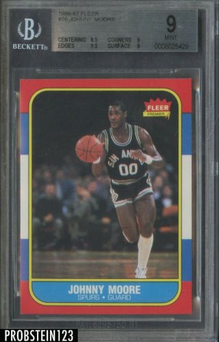 1986 - 87 Fleer Basketball Setbreak 76 Johnny Moore San Antonio Spurs Bgs 9