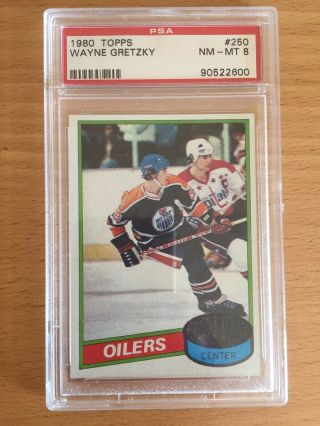 1980 Topps 250 Wayne Gretzky Edmonton Oilers Hof Hockey Card Psa 8 Nm -