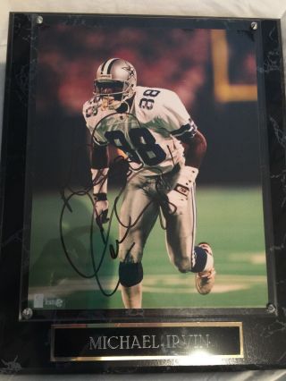 Michael Irvin Nfl Dallas Cowboys Autograph Authenticated Plaque 13 " X 10 1/2 "
