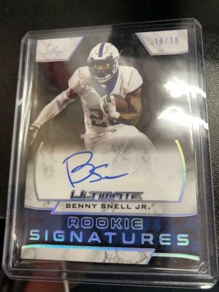 Benny Snell Jr.  2019 Leaf Ultimate Rookie Signatures Auto Autograph 10/10 Tat5