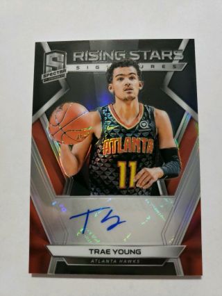 Trae Young 2018 - 19 Panini Spectra Rising Stars Rc Refractor Auto 38/75 Hawks