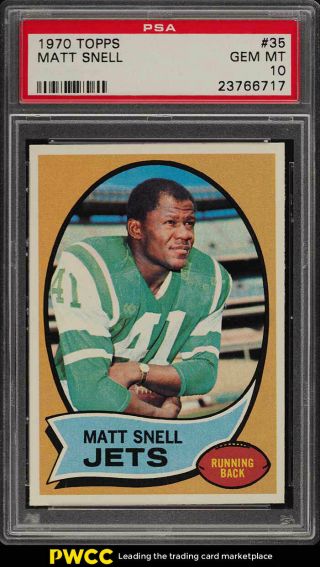 1970 Topps Football Matt Snell 35 Psa 10 Gem (pwcc)