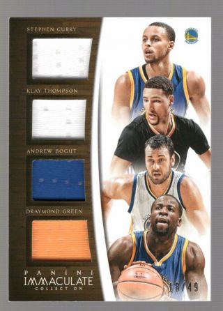 Stephen Curry Daymond Green Klay Thompson 2014/15 Immaculate Quad Jersey /49