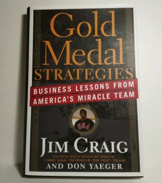 Signed Gold Medal Strategies By Jim Craig " 1980 Gold " Hockey Miracle On Ice Hc