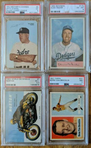 1954 Bowman 170 Duke Snider Brooklyn La Dodgers Baseball Card Psa 6 Ex - Mt