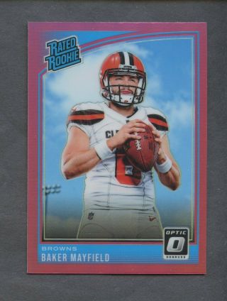 2018 Donruss Optic Pink Prizm Baker Mayfield Cleveland Browns Rc Rookie