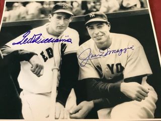 Joe Dimaggio Ted Williams Hand Signed Autographed 8x10.  Certified