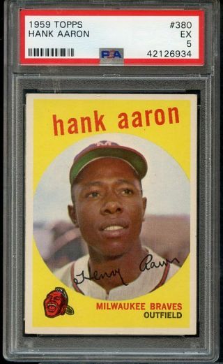 1959 Topps 380 Hank Aaron Braves Psa 5 Ex 368655 (kycards)