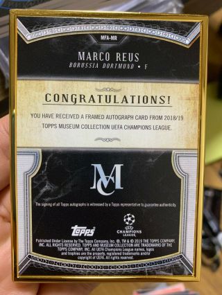 2018 - 19 Topps UEFA Museum MARCO REUS Auto 16/24 Gold Framed BORUSSIA DORTMUND 2