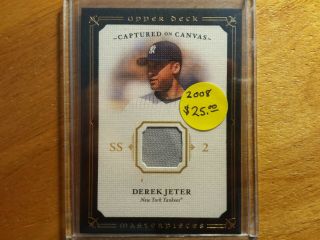 Derek Jeter 2008 Ud Masterpieces Canvas Game Worn Jersey In Case Yankees Hof =