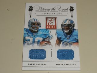 2015 Donruss Elite Passing The Torch Dual Jersey Barry Sanders Ameer Abdullah