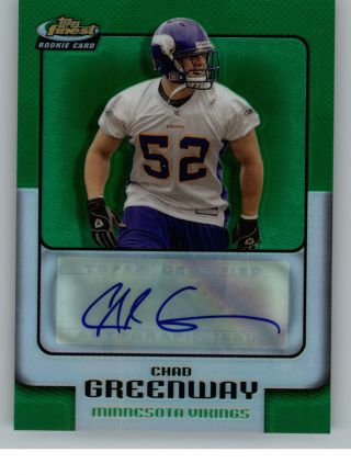 2006 Topps Finest Green Refractor Autograph Auto 163 Chad Greenway 072/199 Rc