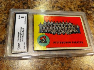 1963 Topps Baseball Card Pittsburgh Pirates Team 151 Gma Ex Nm 6