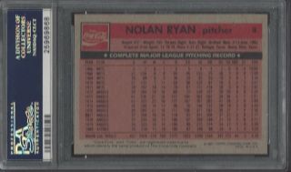 PSA 9 - 1981 Coca - Cola 9 Nolan Ryan Houston Astros (Topps) HOF (A) (25969868) 2