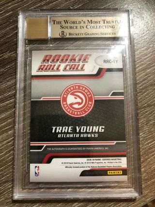2018 - 2019 Panini Ceritified Trae Young Rookie Roll Call Auto BGS 9.  5 2