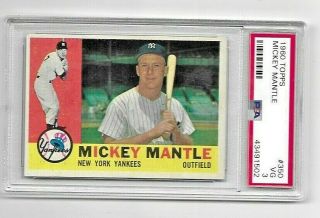 1960 Topps 350 Mickey Mantle Psa 3 Vg Great Looking Card
