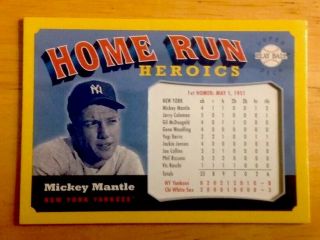 (2) Mm Cards: 2004 Upper Deck Hh - Mm Mickey Mantle & 