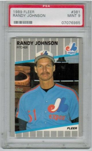 1989 Fleer Baseball 381 Randy Johnson Expos Rookie Rc Psa 9