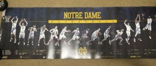2016 - 17 Notre Dame Basketball Autographed Team Signed 12x36 Poster Acc