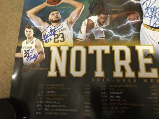2017 - 18 NOTRE DAME BASKETBALL AUTOGRAPHED TEAM SIGNED 18x24 POSTER ACC MIKE BREY 3