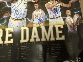 2017 - 18 NOTRE DAME BASKETBALL AUTOGRAPHED TEAM SIGNED 18x24 POSTER ACC MIKE BREY 5