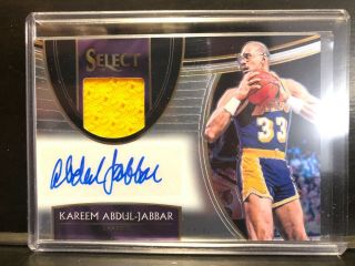 2018 - 19 Select Kareem Abdul Jabbar Game Worn Jersey Auto 2/99 Lakers Hof