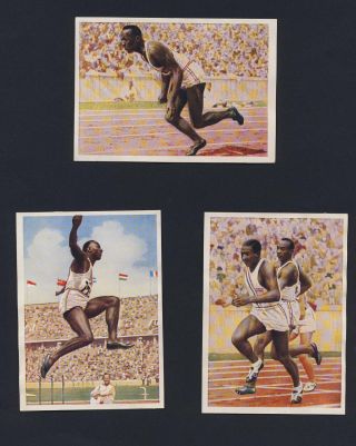 3 Sidol Cards 1936 44,  50,  61 Jesse Owens 3x Gold Medalist 1936