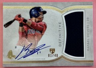 2018 Topps Definitive Patch Auto Rafael Devers Rookie First One 1/40 Red Sox