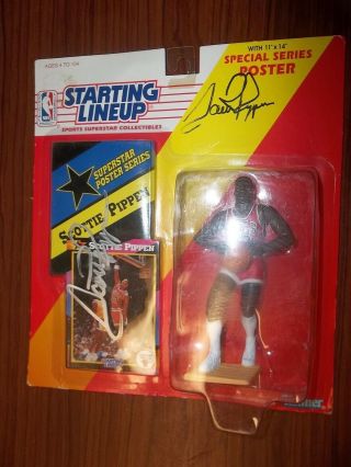 Scottie Pippen Signed Autographed 1992 Nba Starting Lineup,  Chicago Bulls