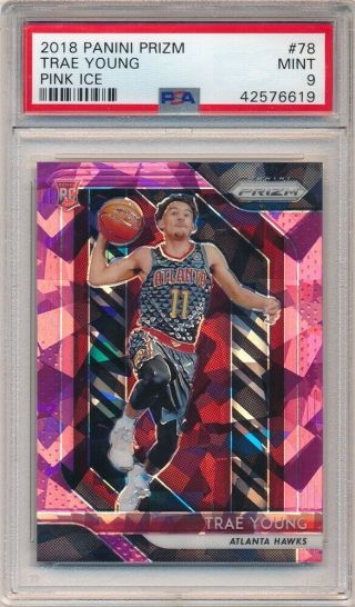 Trae Young 2018/19 Panini Prizm Rc Rookie Pink Ice Prizms Sp Psa 9 $100,
