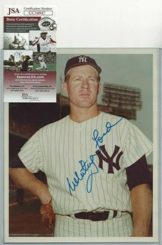 Whitey Ford Autographed York Yankees Baseball 8x10 Color Photo Jsa