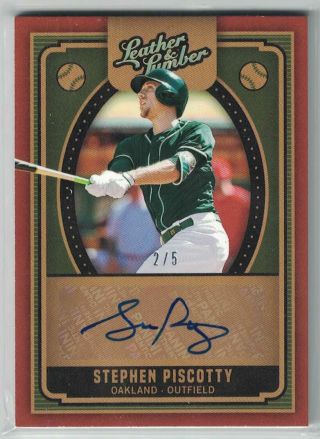 2019 Panini Leather And Lumber Autographs Holo Gold Stephen Piscotty 2/5