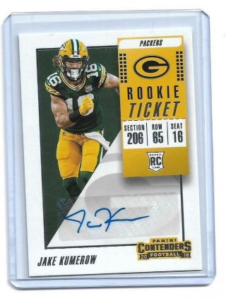 2018 Contenders Jake Kumerow Rookie Ticket Base Auto Rc Packers Autograph