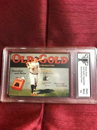 Babe Ruth Old Gold Cigarettes Advertising Card Graded Gem 10