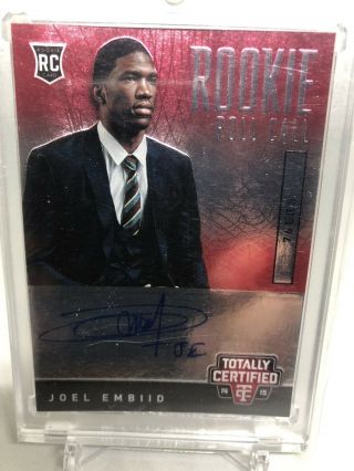 2014 - 15 Totally Certified Joel Embiid Rc Rookie On Card Auto 175/249