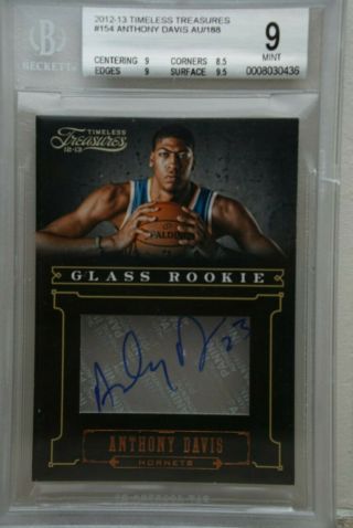 2012 - 13 Timeless Treasures Anthony Davis Ad Rc Auto Numbered /188 Bgs 9
