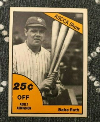 1977 Ascca Babe Ruth Baseball Show Promotional Card Hotel Taft York